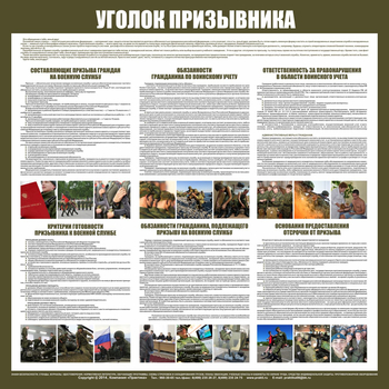 С118 Стенд Уголок призывника (1000х1000мм, Пластик 3 мм, алюминиевый багет) - Стенды - Стенды по гражданской обороне и чрезвычайным ситуациям - . Магазин Znakstend.ru